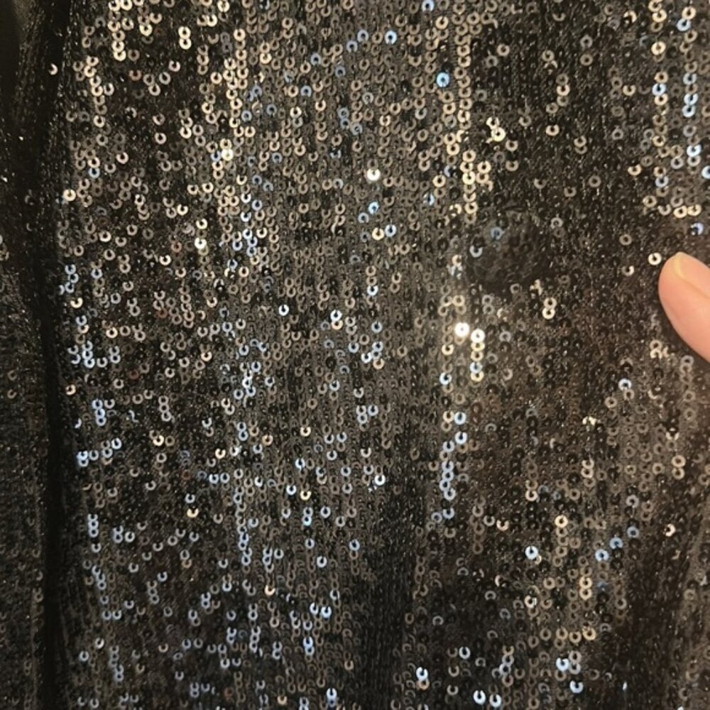 Black Sequin Double Breasted Blazer Large - image 7